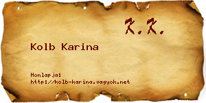 Kolb Karina névjegykártya